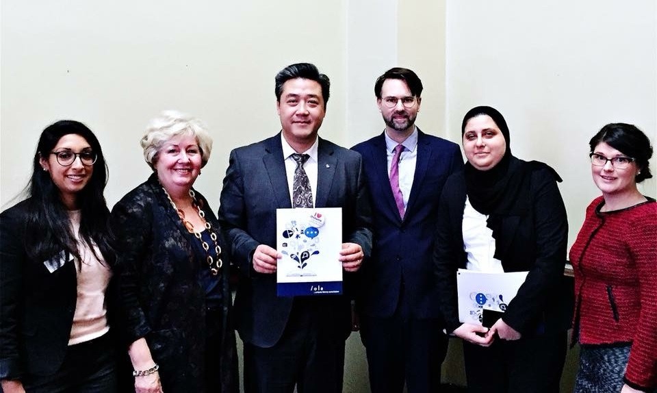 Meeting with MPP Han Dong at Library Day at Queen’s Park and learning about the importance of libraries for him growing up in the city as a newcomer. Sarah Shujah, Vickery Bowles, MPP Han Dong, Jesse Carliner, Miriam Hamou, and Cortney LeGros (Photo credit: Jesse Carliner)