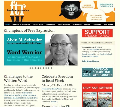 Screen shot of the Freedom to Read website