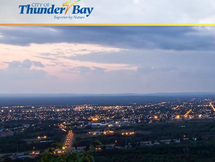 An evening view of Thunder Bay, Ontario.