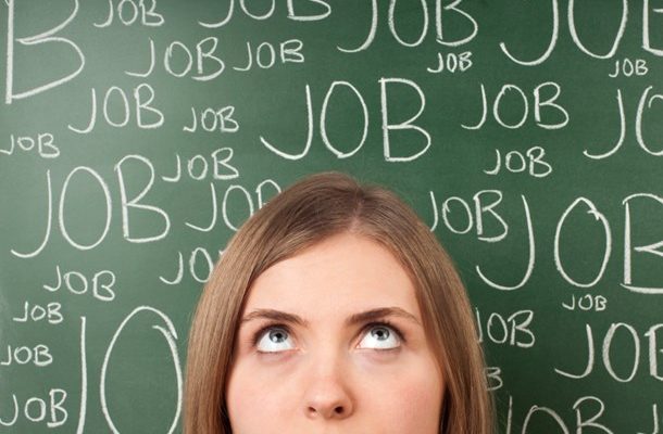 Woman With Job Written On Chalkboard