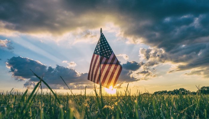 American Flag At Sunrise