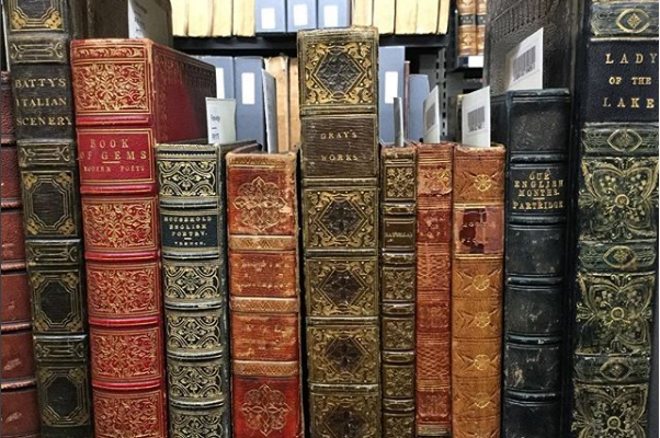 Picture Of Rare Books On A Library Shelf.