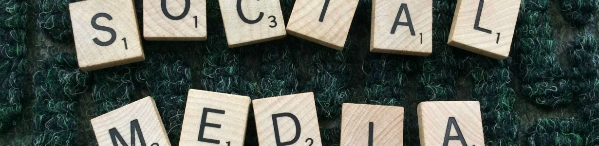Scrabble tiles spelling social media