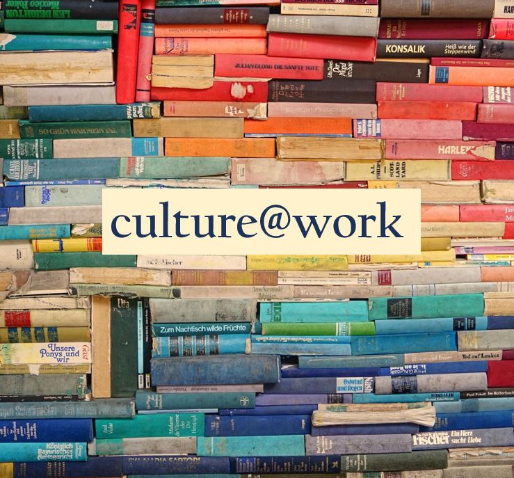 coloured books with culture@work written across them