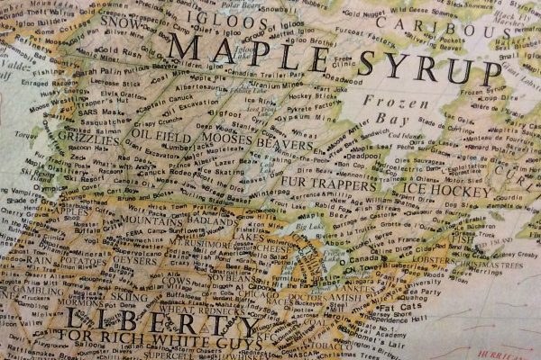 A Map Of North America Labeling Canada As Maple Syrup