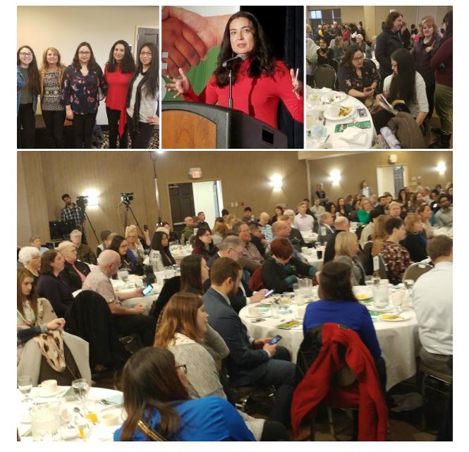 A collage of four photographs featuring participants at the Diversity Breakfast in Thunder Bay, Ontario.