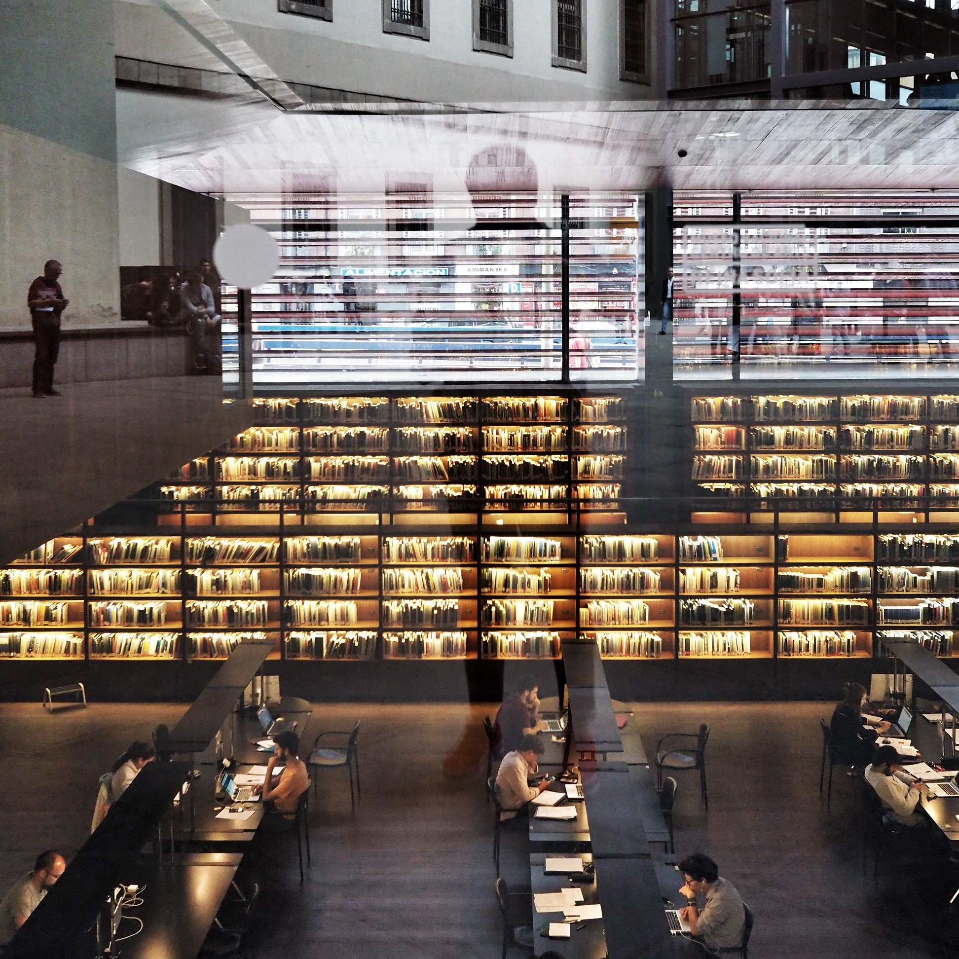Photo of the interior of a modern library