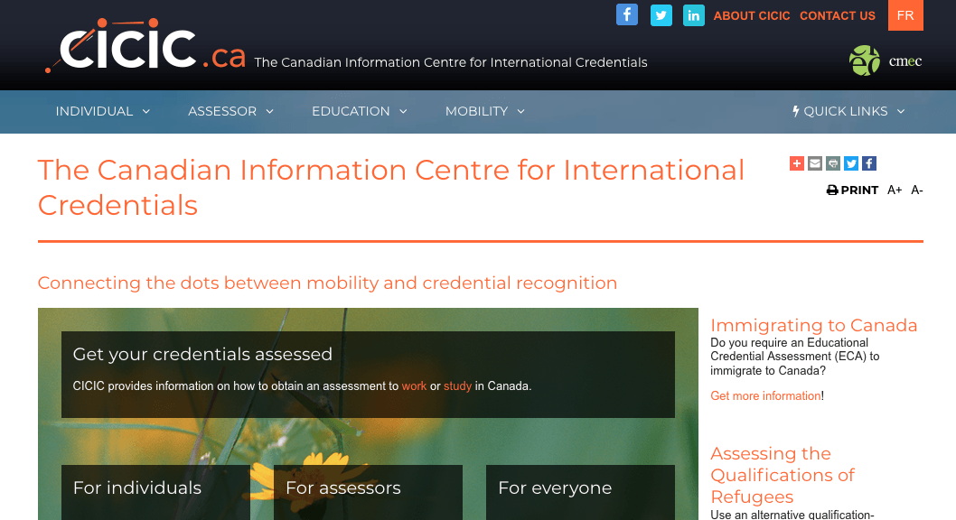 Screenshot of CICIC.ca