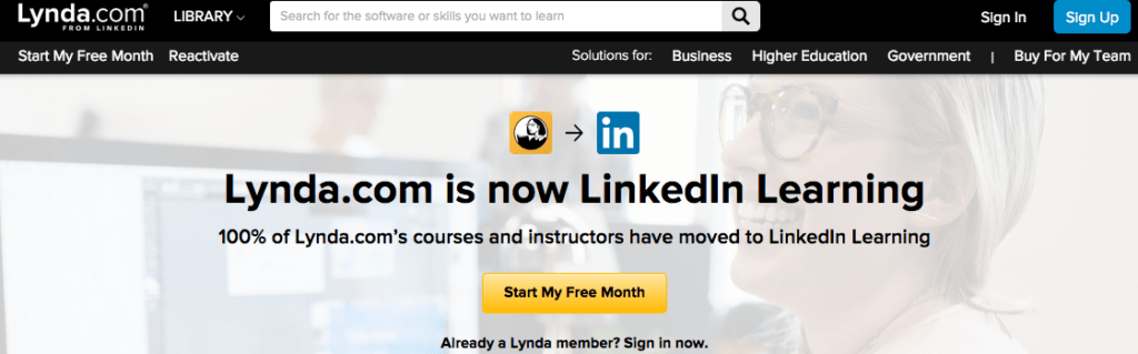 Screenshot of Lynda.com