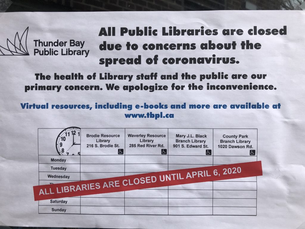 Closure notice with writing and a red line drawn through