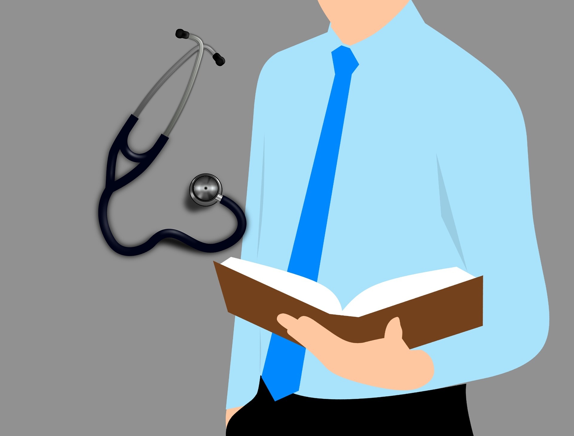 Man holding book and a stethoscope