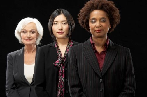 Three women (White, Asian, Black)