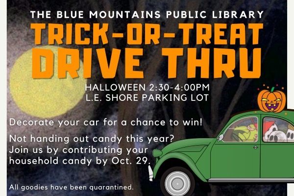 B;ue Mountains Public Library Halloween Drive Thru Trick Or Treat Invitation