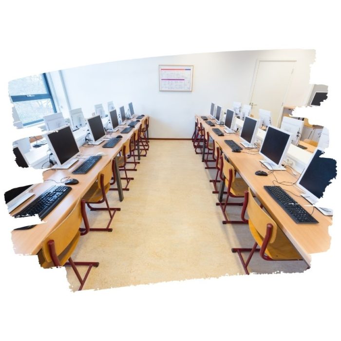 A Computer Lab Shown Through A Lens Of Pain Strokes