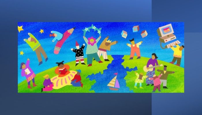 A Stylized Painting Of Children Celebrating Their Diversity