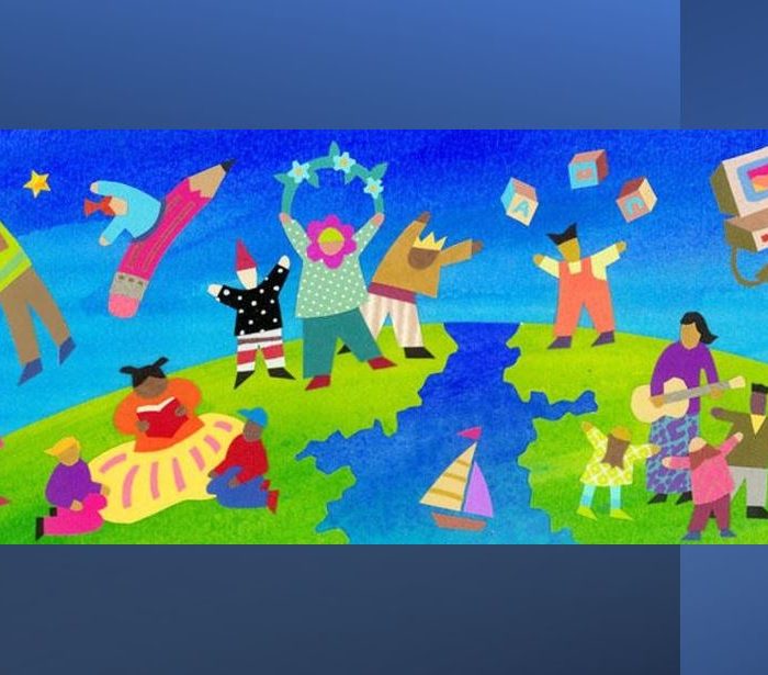 A Stylized Painting Of Children Celebrating Their Diversity