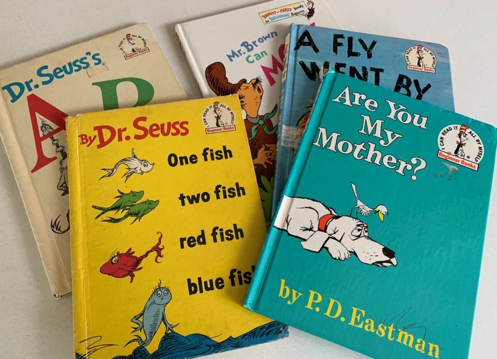 A stack of books by Dr. Seuss