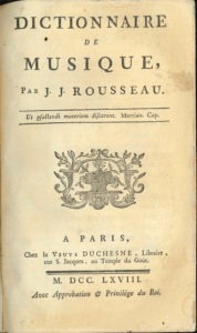 Cover page of Rousseau's Dictionnaire de musique