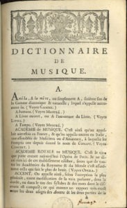 First page of Rousseau's Dictionnaire de musique