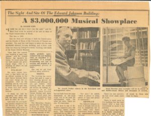 A newspaper clipping pertaining to the musical collection at U of T's Music Library