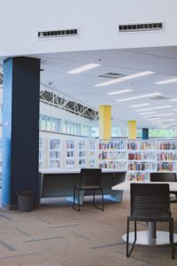 An interior view of a library