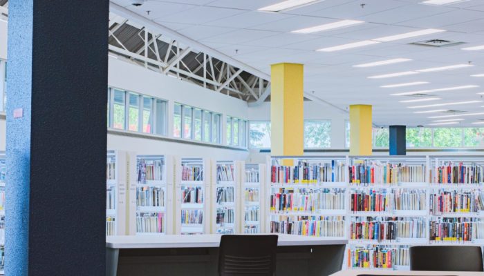 An Interior View Of A Library