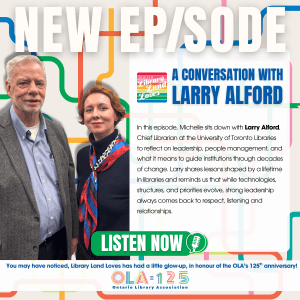 Michelle Arbuckle and Larry Alford are pictured together facing the camera with the title "new episode" and a brief description of the podcast episode